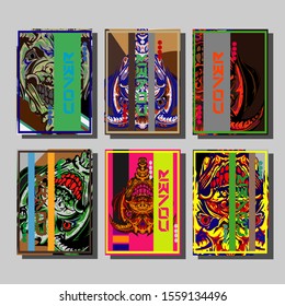 Creative brochure templates with colorful devil elements. Covers design templates for flyer, leaflet, brochure, report, presentation, advertising, magazine.