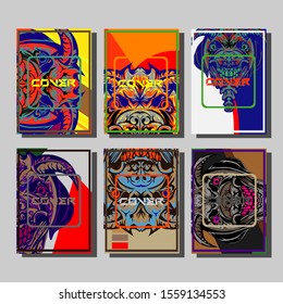 Creative brochure templates with colorful devil elements. Covers design templates for flyer, leaflet, brochure, report, presentation, advertising, magazine.