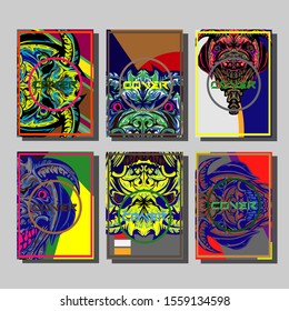 Creative brochure templates with colorful devil elements. Covers design templates for flyer, leaflet, brochure, report, presentation, advertising, magazine.