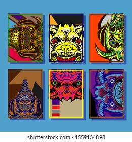 Creative brochure templates with colorful devil elements. Covers design templates for flyer, leaflet, brochure, report, presentation, advertising, magazine.