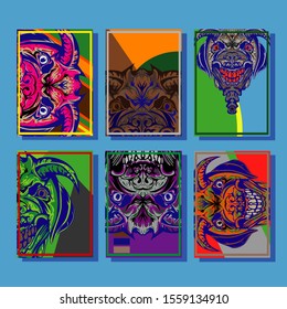 Creative brochure templates with colorful devil elements. Covers design templates for flyer, leaflet, brochure, report, presentation, advertising, magazine.