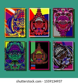 Creative brochure templates with colorful devil elements. Covers design templates for flyer, leaflet, brochure, report, presentation, advertising, magazine.