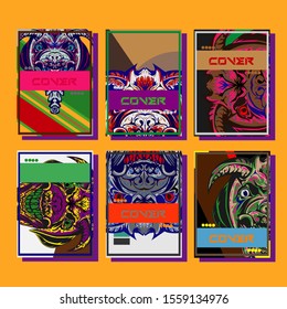 Creative brochure templates with colorful devil elements. Covers design templates for flyer, leaflet, brochure, report, presentation, advertising, magazine.