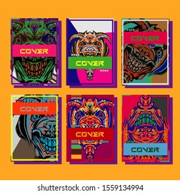 Creative brochure templates with colorful devil elements. Covers design templates for flyer, leaflet, brochure, report, presentation, advertising, magazine.