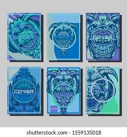 Creative brochure templates with colorful devil elements. Covers design templates for flyer, leaflet, brochure, report, presentation, advertising, magazine.