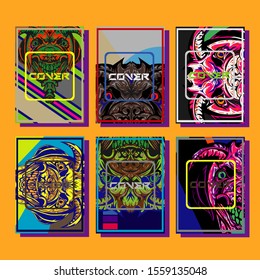 Creative brochure templates with colorful devil elements. Covers design templates for flyer, leaflet, brochure, report, presentation, advertising, magazine.