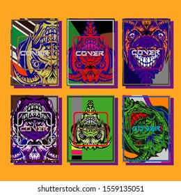 Creative brochure templates with colorful devil elements. Covers design templates for flyer, leaflet, brochure, report, presentation, advertising, magazine.