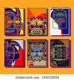Creative brochure templates with colorful devil elements. Covers design templates for flyer, leaflet, brochure, report, presentation, advertising, magazine.