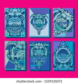 Creative brochure templates with colorful devil elements. Covers design templates for flyer, leaflet, brochure, report, presentation, advertising, magazine.