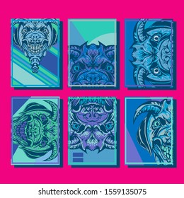 Creative brochure templates with colorful devil elements. Covers design templates for flyer, leaflet, brochure, report, presentation, advertising, magazine.