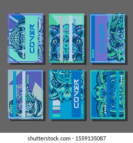 Creative brochure templates with colorful devil elements. Covers design templates for flyer, leaflet, brochure, report, presentation, advertising, magazine.