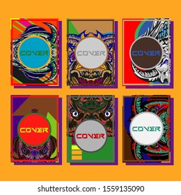 Creative brochure templates with colorful devil elements. Covers design templates for flyer, leaflet, brochure, report, presentation, advertising, magazine.