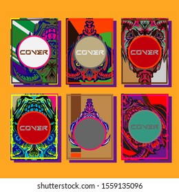 Creative brochure templates with colorful devil elements. Covers design templates for flyer, leaflet, brochure, report, presentation, advertising, magazine.