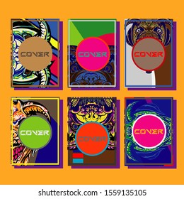 Creative brochure templates with colorful devil elements. Covers design templates for flyer, leaflet, brochure, report, presentation, advertising, magazine.