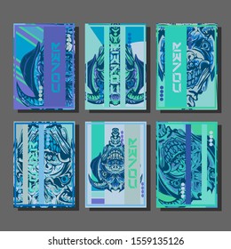 Creative brochure templates with colorful devil elements. Covers design templates for flyer, leaflet, brochure, report, presentation, advertising, magazine.