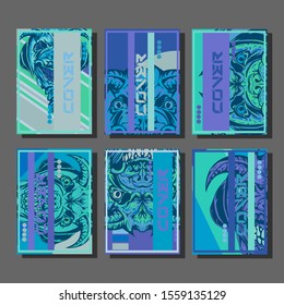 Creative brochure templates with colorful devil elements. Covers design templates for flyer, leaflet, brochure, report, presentation, advertising, magazine.
