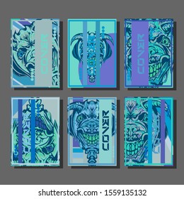 Creative brochure templates with colorful devil elements. Covers design templates for flyer, leaflet, brochure, report, presentation, advertising, magazine.