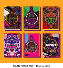 Creative brochure templates with colorful devil elements. Covers design templates for flyer, leaflet, brochure, report, presentation, advertising, magazine.