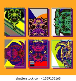 Creative brochure templates with colorful devil elements. Covers design templates for flyer, leaflet, brochure, report, presentation, advertising, magazine.