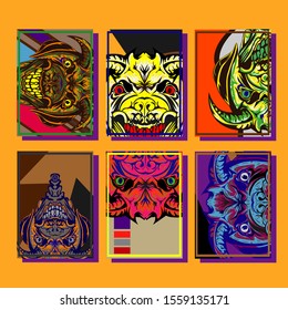 Creative brochure templates with colorful devil elements. Covers design templates for flyer, leaflet, brochure, report, presentation, advertising, magazine.