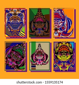 Creative brochure templates with colorful devil elements. Covers design templates for flyer, leaflet, brochure, report, presentation, advertising, magazine.