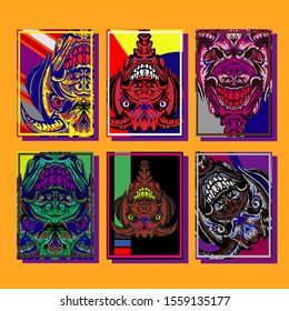 Creative brochure templates with colorful devil elements. Covers design templates for flyer, leaflet, brochure, report, presentation, advertising, magazine.