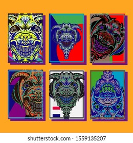 Creative brochure templates with colorful devil elements. Covers design templates for flyer, leaflet, brochure, report, presentation, advertising, magazine.