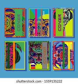 Creative brochure templates with colorful devil elements. Covers design templates for flyer, leaflet, brochure, report, presentation, advertising, magazine.
