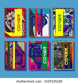 Creative brochure templates with colorful devil elements. Covers design templates for flyer, leaflet, brochure, report, presentation, advertising, magazine.