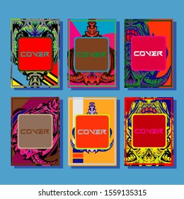 Creative brochure templates with colorful devil elements. Covers design templates for flyer, leaflet, brochure, report, presentation, advertising, magazine.