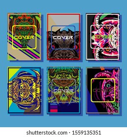 Creative brochure templates with colorful devil elements. Covers design templates for flyer, leaflet, brochure, report, presentation, advertising, magazine.