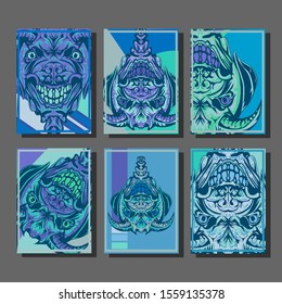 Creative brochure templates with colorful devil elements. Covers design templates for flyer, leaflet, brochure, report, presentation, advertising, magazine.