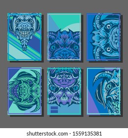 Creative brochure templates with colorful devil elements. Covers design templates for flyer, leaflet, brochure, report, presentation, advertising, magazine.