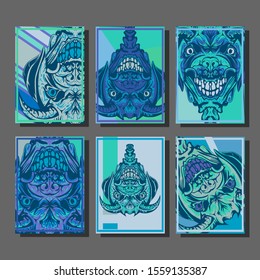 Creative brochure templates with colorful devil elements. Covers design templates for flyer, leaflet, brochure, report, presentation, advertising, magazine.
