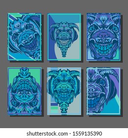 Creative brochure templates with colorful devil elements. Covers design templates for flyer, leaflet, brochure, report, presentation, advertising, magazine.