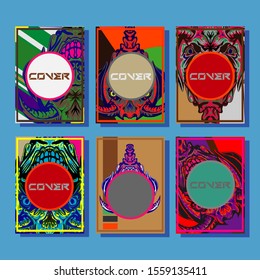Creative brochure templates with colorful devil elements. Covers design templates for flyer, leaflet, brochure, report, presentation, advertising, magazine.