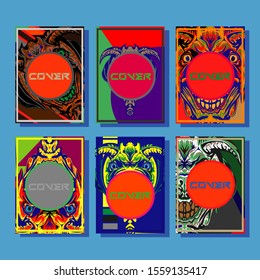 Creative brochure templates with colorful devil elements. Covers design templates for flyer, leaflet, brochure, report, presentation, advertising, magazine.