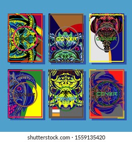 Creative brochure templates with colorful devil elements. Covers design templates for flyer, leaflet, brochure, report, presentation, advertising, magazine.