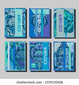 Creative brochure templates with colorful devil elements. Covers design templates for flyer, leaflet, brochure, report, presentation, advertising, magazine.