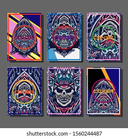 Creative brochure templates with colorful devil elements. Covers design templates for flyer, leaflet, brochure, report, presentation, advertising, magazine.