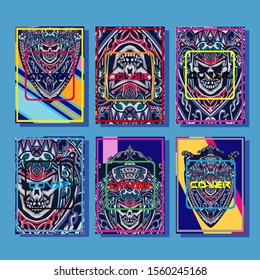 Creative brochure templates with colorful devil elements. Covers design templates for flyer, leaflet, brochure, report, presentation, advertising, magazine.
