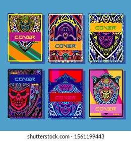 Creative brochure templates with colorful devil elements. Covers design templates for flyer, leaflet, brochure, report, presentation, advertising, magazine.