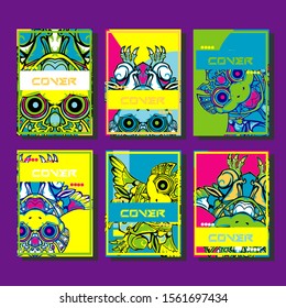Creative brochure templates with colorful devil elements. Covers design templates for flyer, leaflet, brochure, report, presentation, advertising, magazine.