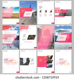 Creative brochure templates with colorful gradient geometric background. Red colored design. Covers design templates for flyer, leaflet, brochure, report, presentation, advertising, magazine.