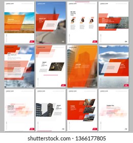 Creative brochure templates with colorful gradient geometric background. Red colored design. Covers design templates for flyer, leaflet, brochure, report, presentation, advertising, magazine.