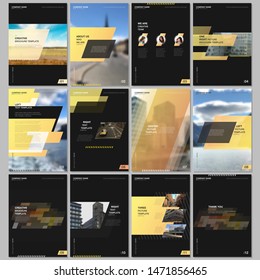 Creative brochure templates with colorful gradient geometric background. Yellow coloreddesign. Covers design templates for flyer, leaflet, brochure, report, presentation, advertising, magazine.