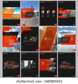 Creative brochure templates with colorful gradient geometric background. Red colored design. Covers design templates for flyer, leaflet, brochure, report, presentation, advertising, magazine.