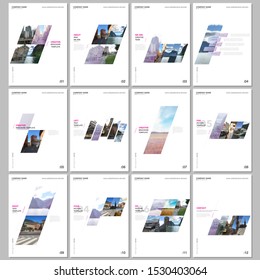 Creative brochure templates with colorful gradient geometric background. Covers design templates for flyer, leaflet, brochure, report, presentation, advertising, magazine.