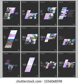 Creative brochure templates with colorful gradient geometric background. Covers design templates for flyer, leaflet, brochure, report, presentation, advertising, magazine.