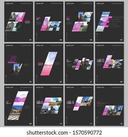 Creative brochure templates with colorful gradient geometric background. Covers design templates for flyer, leaflet, brochure, report, presentation, advertising, magazine.